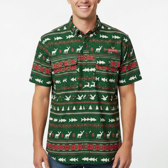 NEW Magellan Outdoors Men's Laguna Madre Holiday Fishing Button-Down - Picture 1 of 4